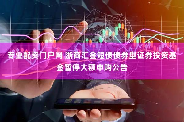 专业配资门户网 浙商汇金短债债券型证券投资基金暂停大额申购公告