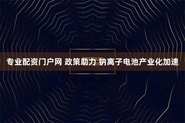 专业配资门户网 政策助力 钠离子电池产业化加速