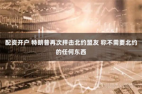 配资开户 特朗普再次抨击北约盟友 称不需要北约的任何东西